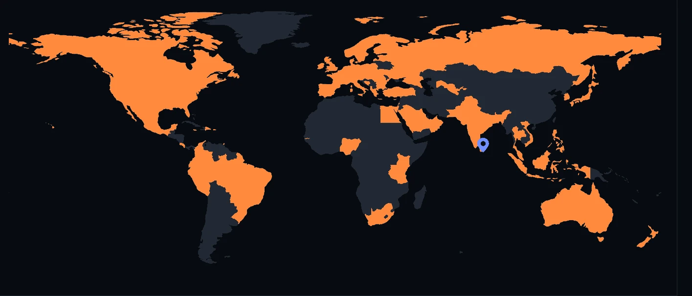 Map showing global client reach
