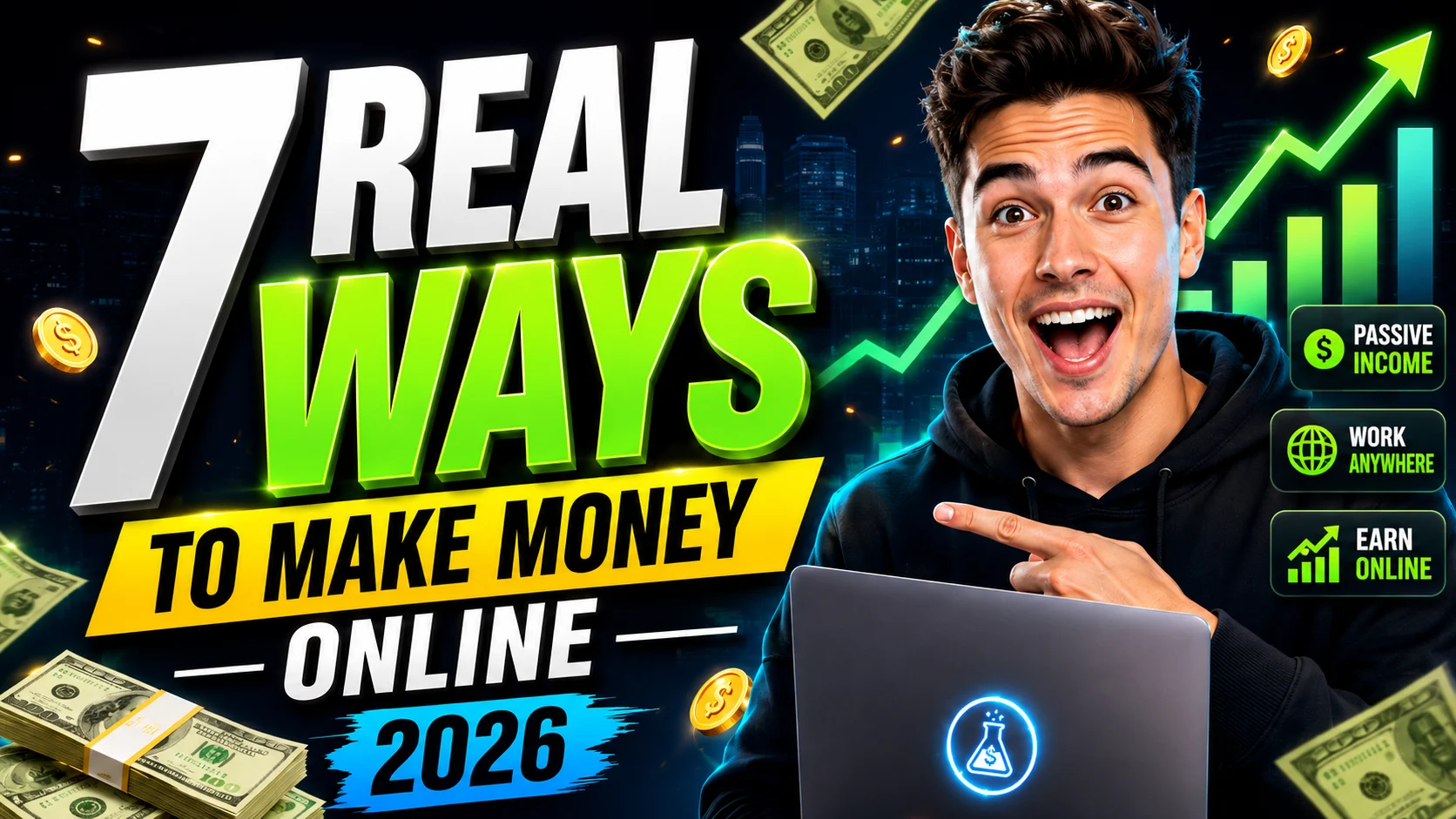 Online income thumbnail concept
